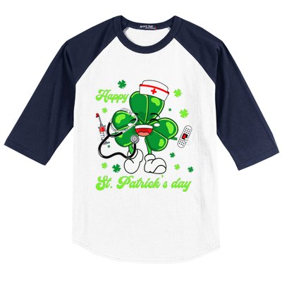 Nurses Shamrock Happy St Patrick Day Doctor Healthcare Funny Baseball Sleeve Shirt