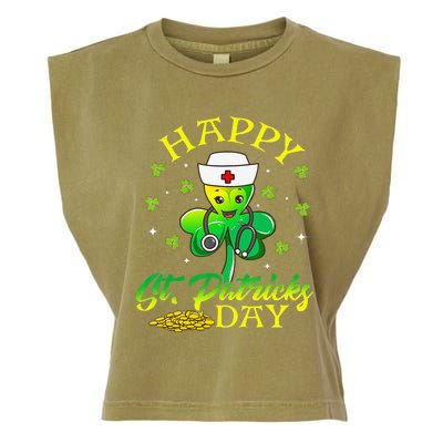 Nurses Shamrock Happy St Patrick Day Doctor Healthcare Garment-Dyed Women's Muscle Tee