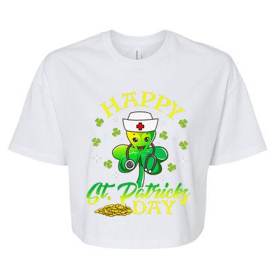 Nurses Shamrock Happy St Patrick Day Doctor Healthcare Bella+Canvas Jersey Crop Tee