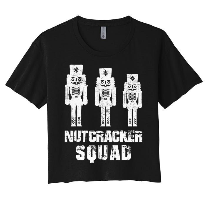 Nutcracker Squad Holiday Ballet Dance Matching Christmas Women's Crop Top Tee