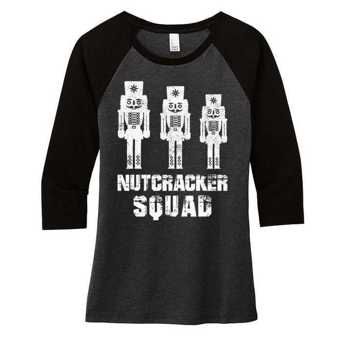 Nutcracker Squad Holiday Ballet Dance Matching Christmas Women's Tri-Blend 3/4-Sleeve Raglan Shirt