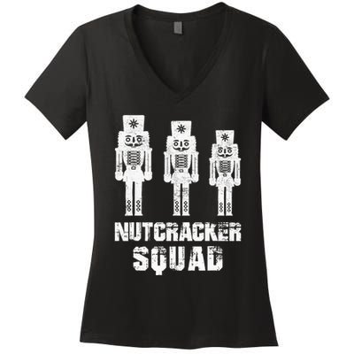 Nutcracker Squad Holiday Ballet Dance Matching Christmas Women's V-Neck T-Shirt