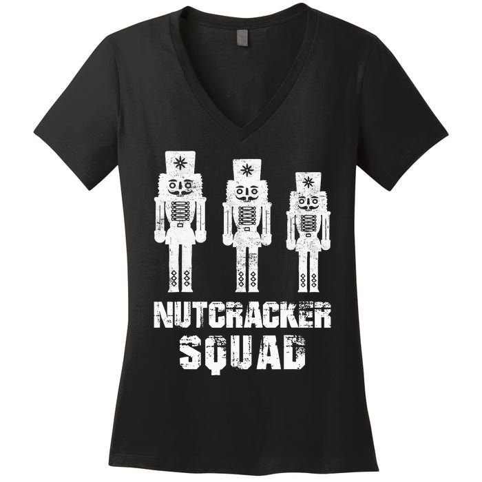 Nutcracker Squad Holiday Ballet Dance Matching Christmas Women's V-Neck T-Shirt