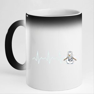 Nurse Snow Heartbeat Meaningful Gift 11oz Black Color Changing Mug