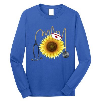 Nurse Sunflower Heartbeat Gift Design For Nurses Gift Long Sleeve Shirt