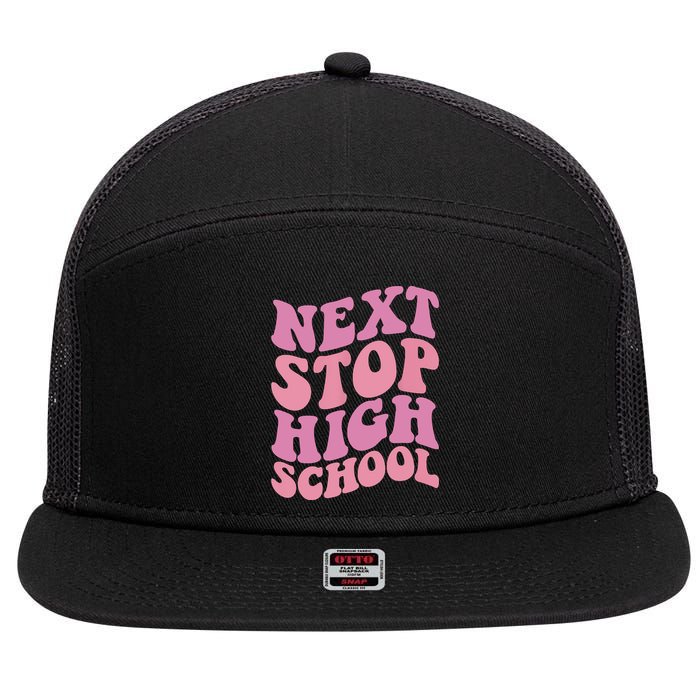 Next Stop High School Elementary School Graduation 7 Panel Mesh Trucker Snapback Hat