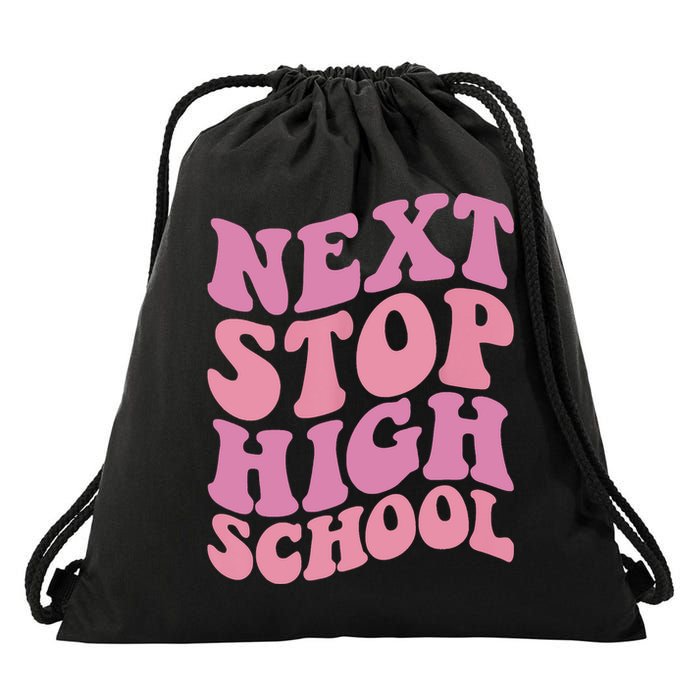 Next Stop High School Elementary School Graduation Drawstring Bag