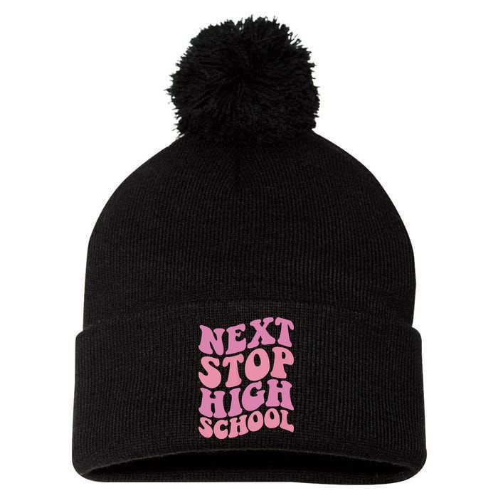 Next Stop High School Elementary School Graduation Pom Pom 12in Knit Beanie