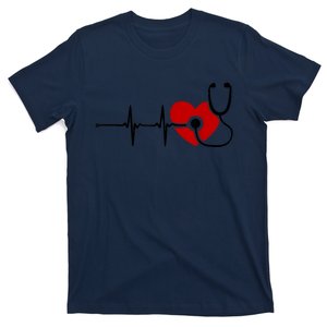 Nurse Stethoscope Heartbeat Funny EKG Heart RN Gifts T-Shirt