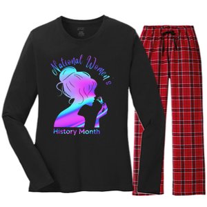 National 's History Month March Woman Women's Long Sleeve Flannel Pajama Set 