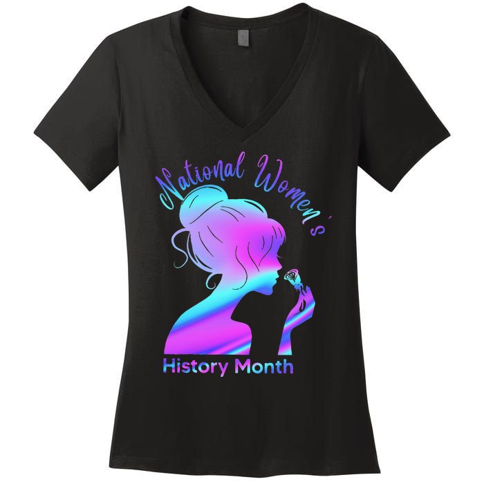 National 's History Month March Woman Women's V-Neck T-Shirt