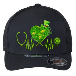 Nurse Stethoscope Heart Shamrock Irish Nurse St Patricks Day Gift Flexfit Unipanel Trucker Cap