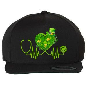 Nurse Stethoscope Heart Shamrock Irish Nurse St Patricks Day Gift Wool Snapback Cap