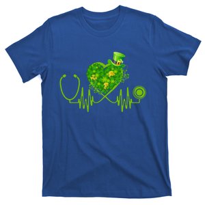 Nurse Stethoscope Heart Shamrock Irish Nurse St Patricks Day Gift T-Shirt