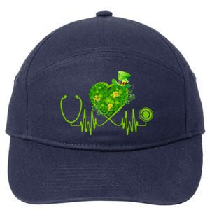 Nurse Stethoscope Heart Shamrock Irish Nurse St Patricks Day Gift 7-Panel Snapback Hat