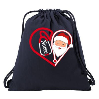 Nurse Stethoscope Heart Santa Claus Rn Lpn Nursing Christmas Cool Gift Drawstring Bag