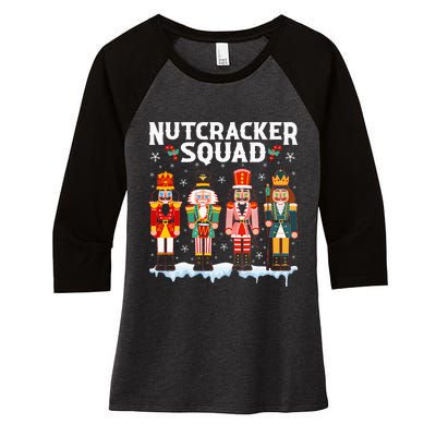 Nutcracker Squad Holiday Christmas Pajama Women's Tri-Blend 3/4-Sleeve Raglan Shirt