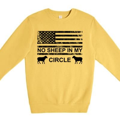 No Sheep In My Circle Vintage American Flag Premium Crewneck Sweatshirt