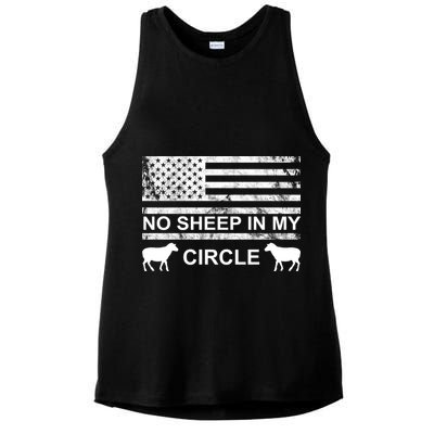 No Sheep In My Circle Vintage American Flag Ladies PosiCharge Tri-Blend Wicking Tank