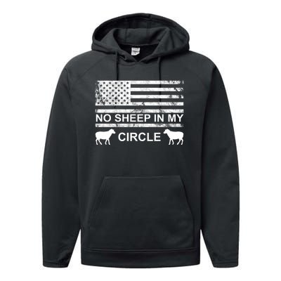 No Sheep In My Circle Vintage American Flag Performance Fleece Hoodie