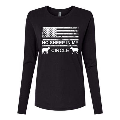 No Sheep In My Circle Vintage American Flag Womens Cotton Relaxed Long Sleeve T-Shirt