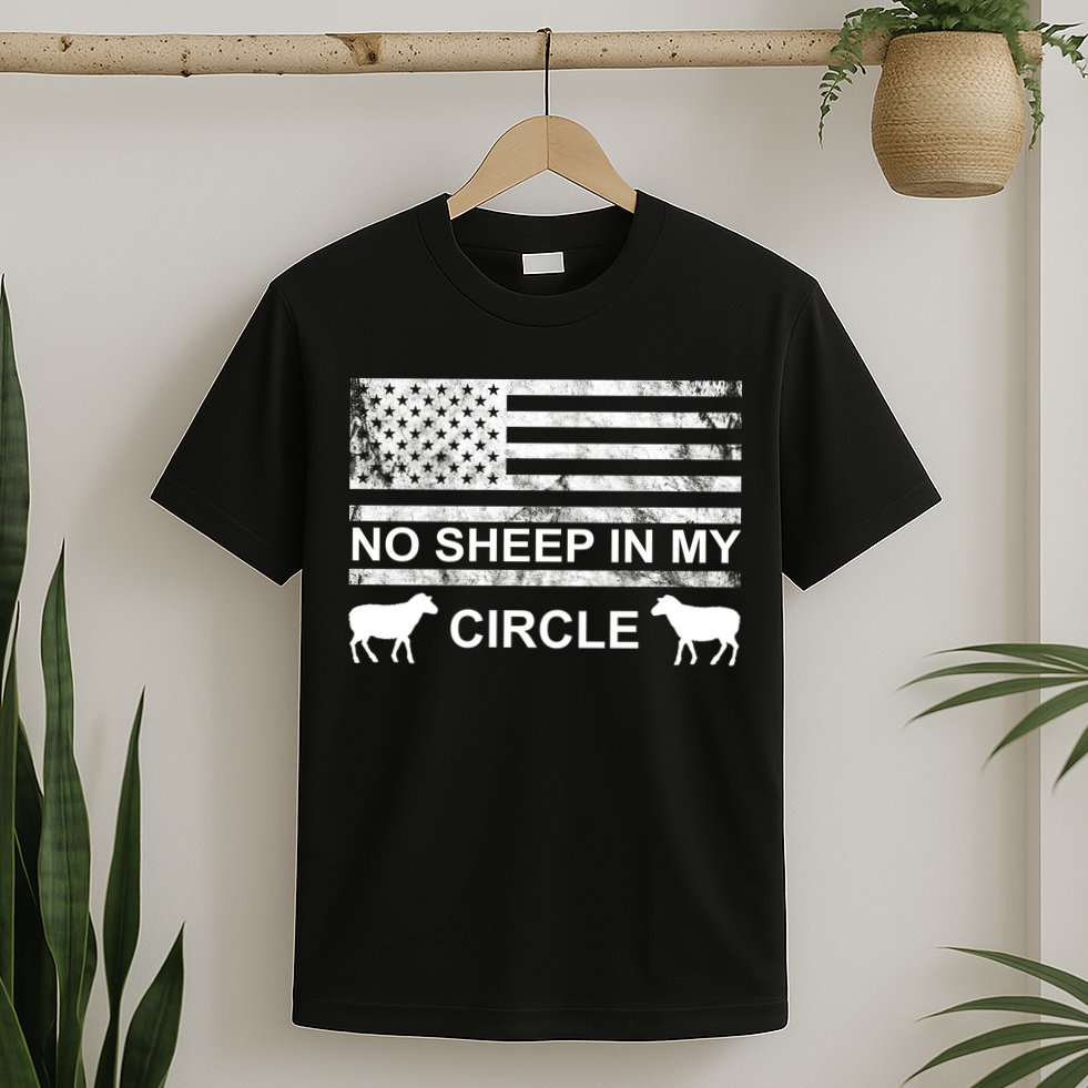 No Sheep In My Circle Vintage American Flag T-Shirt