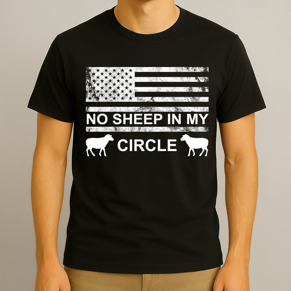 No Sheep In My Circle Vintage American Flag T-Shirt