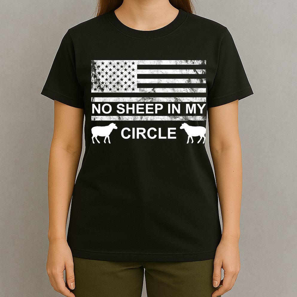 No Sheep In My Circle Vintage American Flag T-Shirt