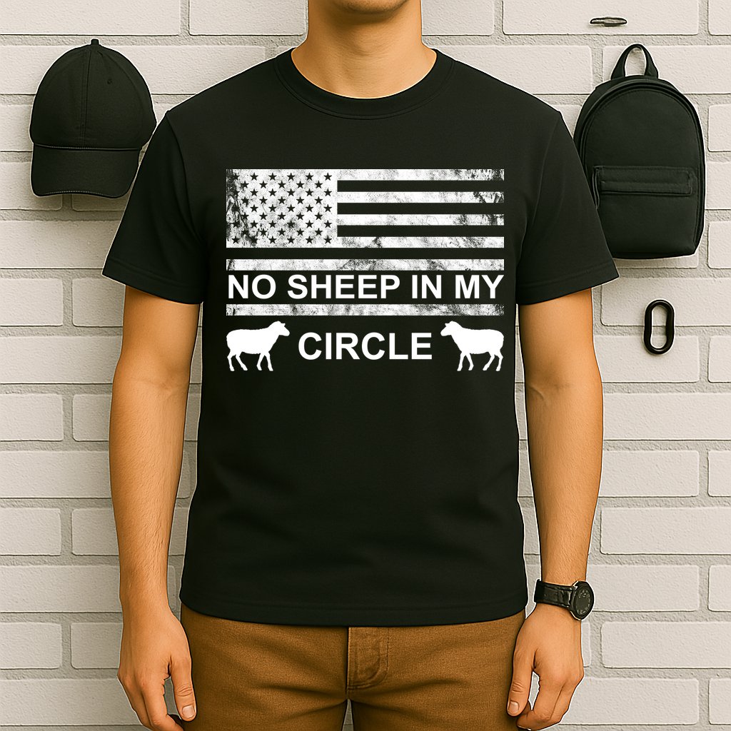 No Sheep In My Circle Vintage American Flag T-Shirt