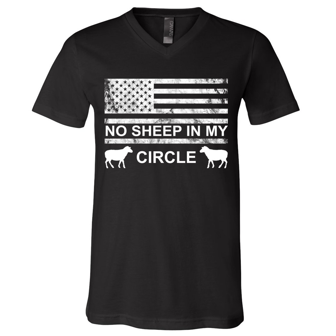 No Sheep In My Circle Vintage American Flag V-Neck T-Shirt