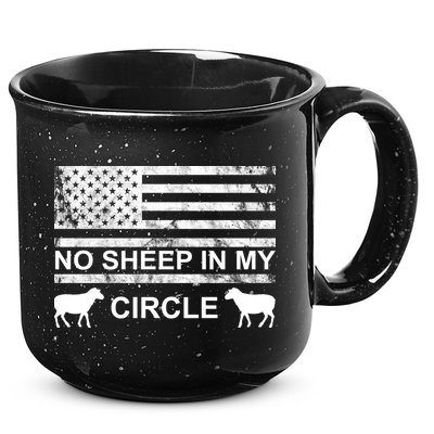 No Sheep In My Circle Vintage American Flag 15oz Campfire Ceramic Mug