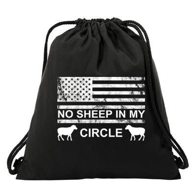 No Sheep In My Circle Vintage American Flag Drawstring Bag