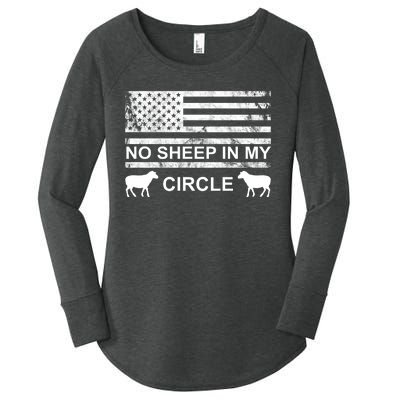 No Sheep In My Circle Vintage American Flag Women's Perfect Tri Tunic Long Sleeve Shirt