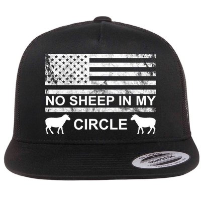 No Sheep In My Circle Vintage American Flag Flatbill Hat