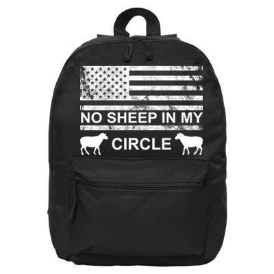 No Sheep In My Circle Vintage American Flag 16 in Basic Backpack