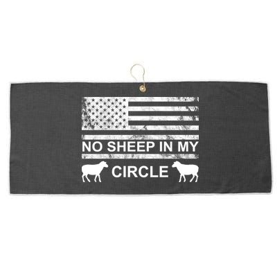 No Sheep In My Circle Vintage American Flag Large Microfiber Waffle Golf Towel