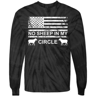 No Sheep In My Circle Vintage American Flag Tie-Dye Long Sleeve Shirt