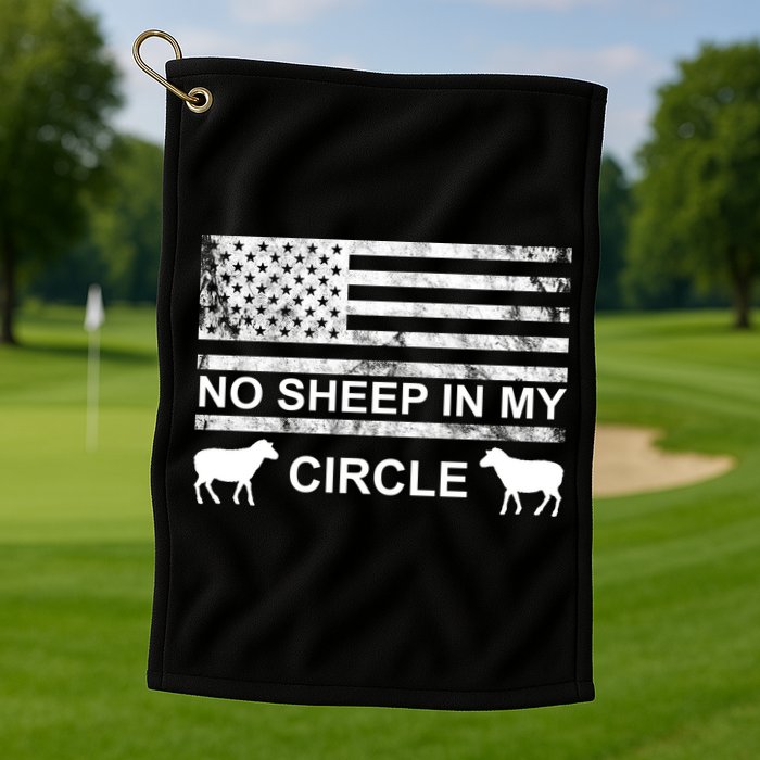 No Sheep In My Circle Vintage American Flag Golf Towel