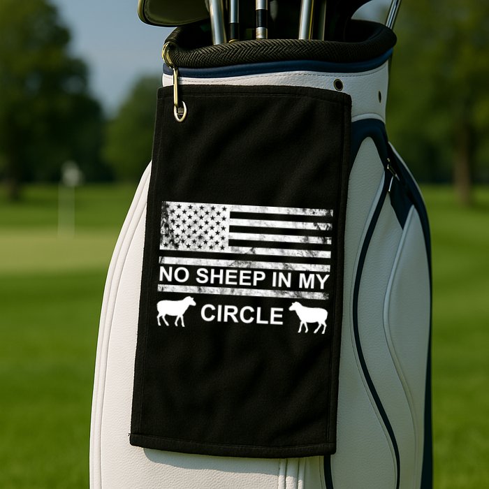 No Sheep In My Circle Vintage American Flag Golf Towel