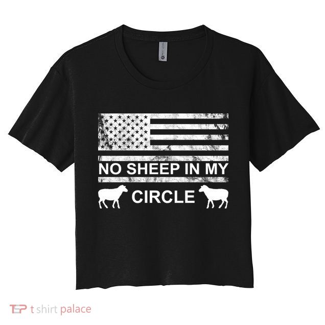 No Sheep In My Circle Vintage American Flag Crop Top