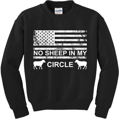 No Sheep In My Circle Vintage American Flag Kids Sweatshirt