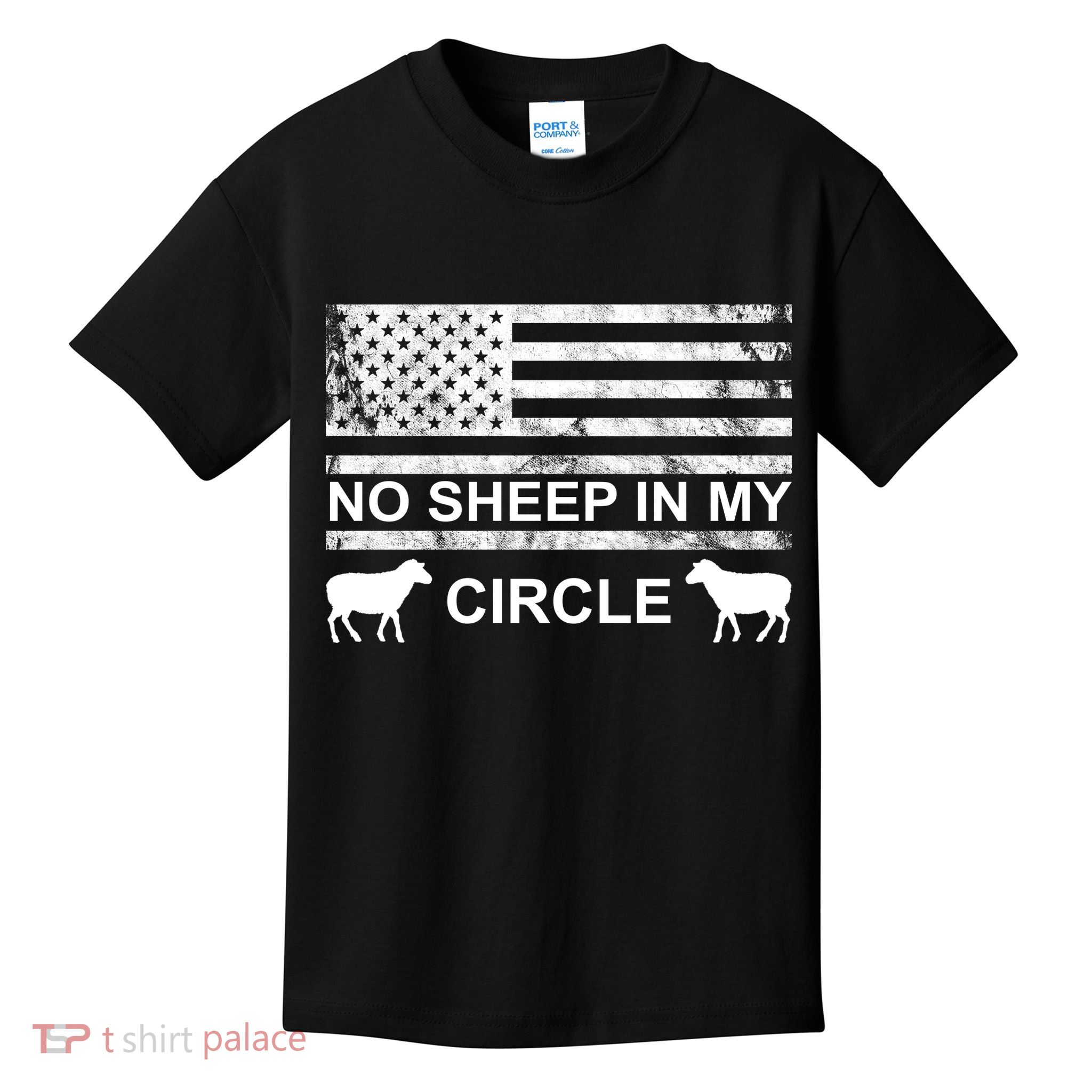 No Sheep In My Circle Vintage American Flag Kids T-Shirt