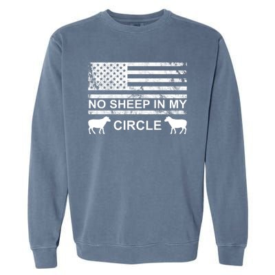 No Sheep In My Circle Vintage American Flag Garment-Dyed Sweatshirt