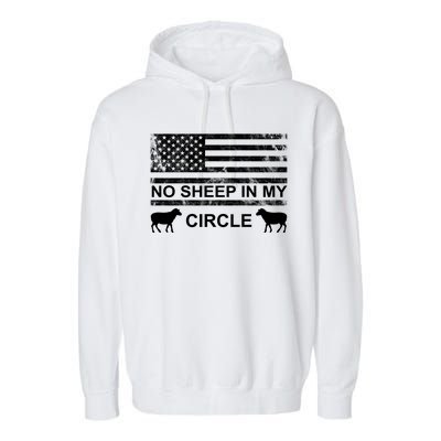 No Sheep In My Circle Vintage American Flag Garment-Dyed Fleece Hoodie