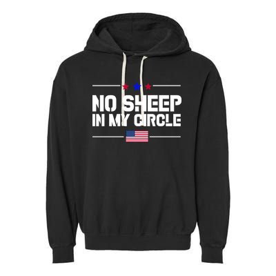No Sheep In My Circle USA American Flag Logo Garment-Dyed Fleece Hoodie