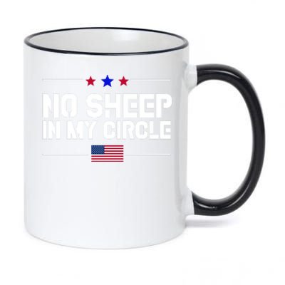 No Sheep In My Circle USA American Flag Logo 11oz Black Color Changing Mug