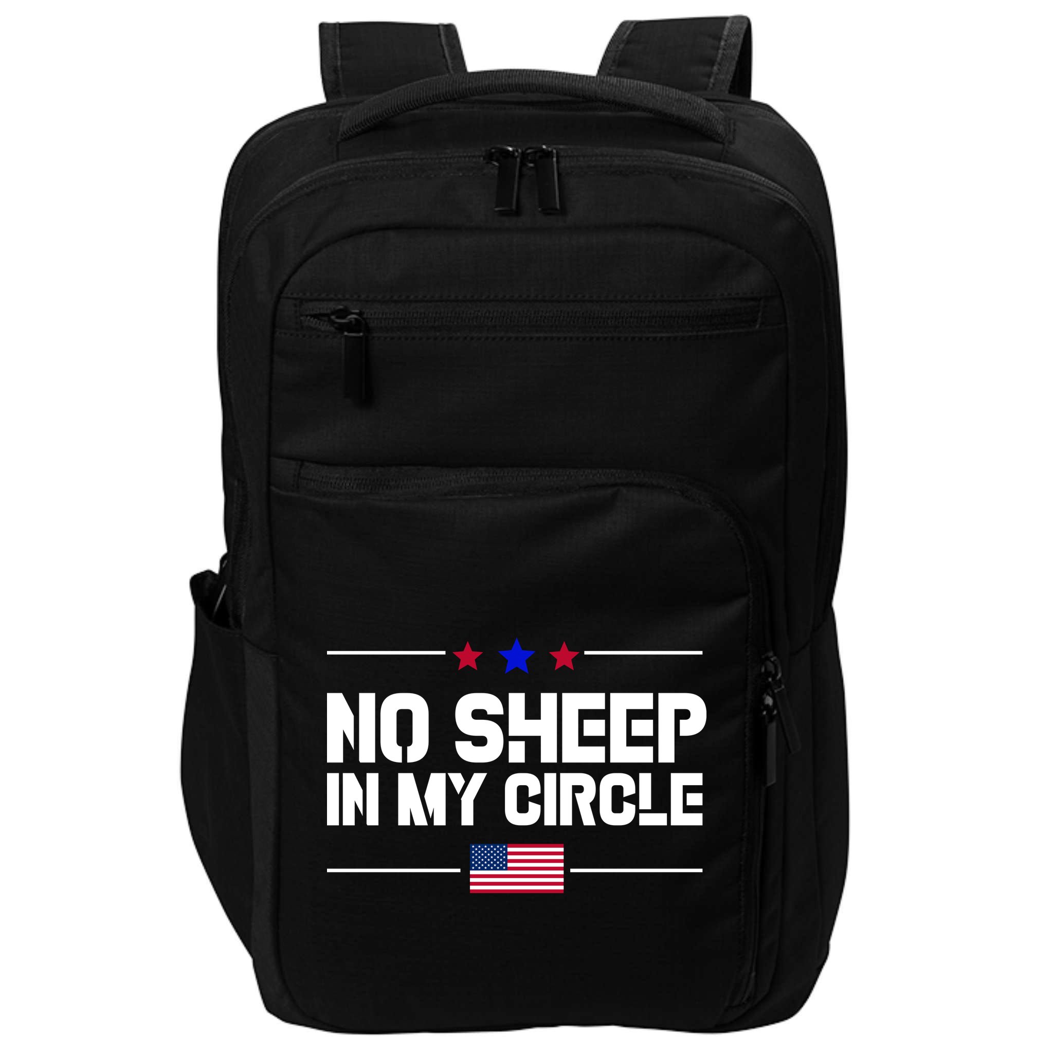 No Sheep In My Circle USA American Flag Logo Impact Tech Backpack