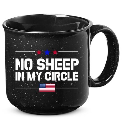 No Sheep In My Circle USA American Flag Logo 15oz Campfire Ceramic Mug