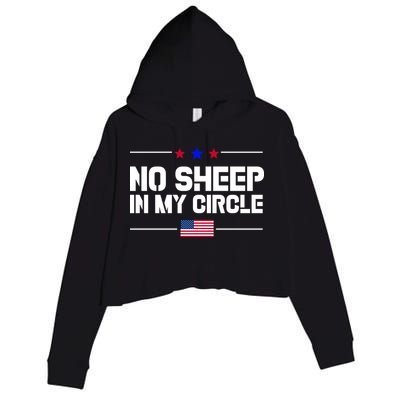 No Sheep In My Circle USA American Flag Logo Crop Fleece Hoodie