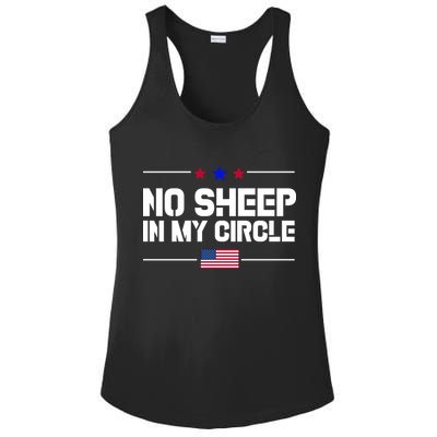 No Sheep In My Circle USA American Flag Logo Ladies PosiCharge Competitor Racerback Tank